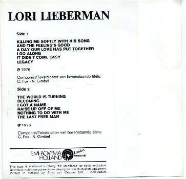 Lori Lieberman The Best Of 12 nrs cassette 1976 ZGAN - 2