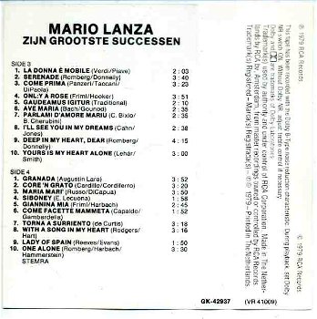 Mario Lanza zijn grootste successen 40 nrs 2 cassettes ZGAN - 4