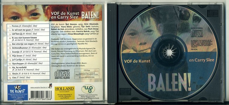 VOF de Kunst en Carry Slee Balen! cd 2000 13 nummers ZGAN - 2
