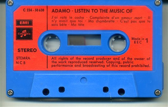 Adamo Listen to the music of Adamo 12 nrs cassette ZGAN - 3