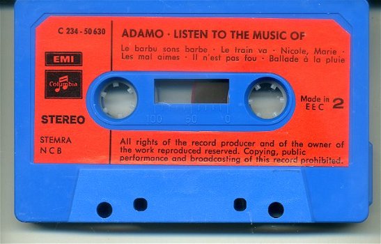 Adamo Listen to the music of Adamo 12 nrs cassette ZGAN - 4