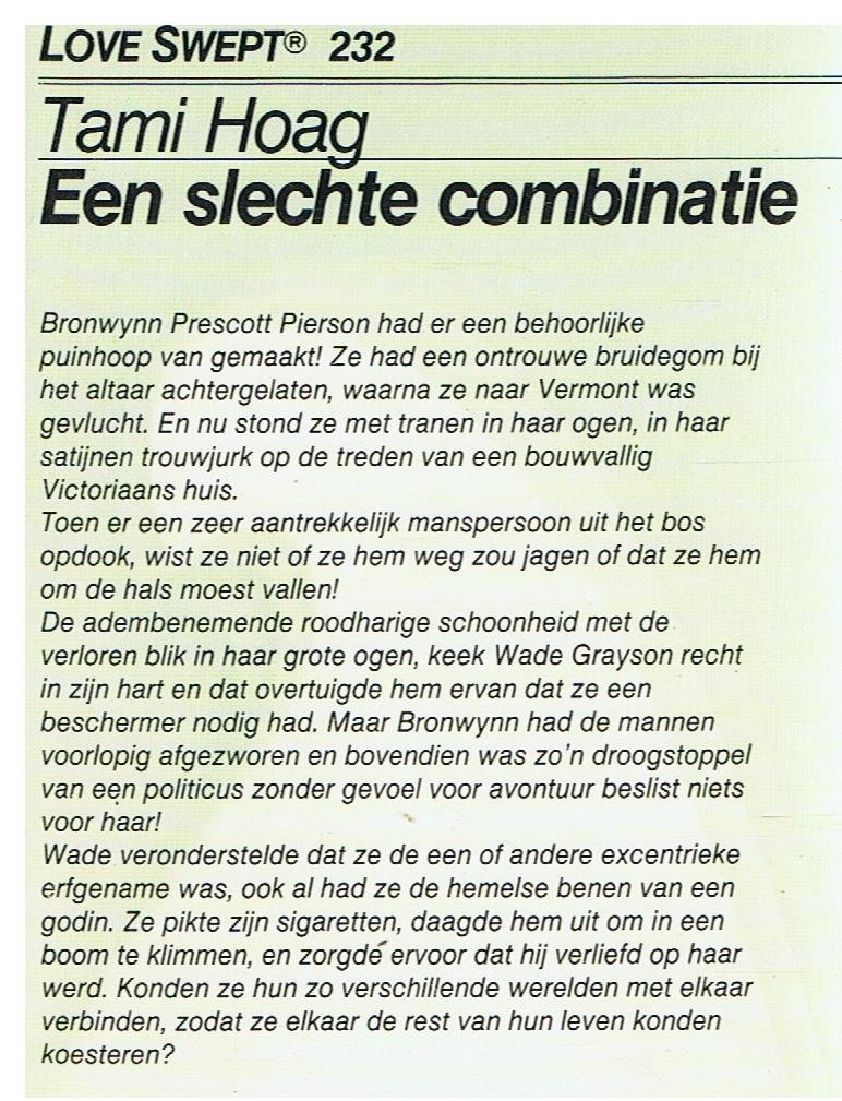 Tami Hoag = Een slechte combinatie - loveswept 232 - Afbeelding 2