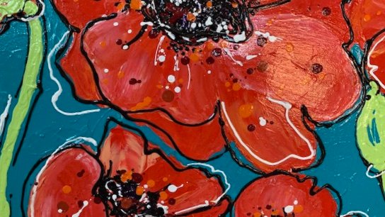 Klaprozen dikke verf 40 x120 leuke kunst - Afbeelding 8