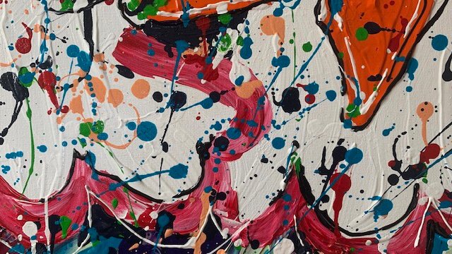 Kippenkunst langwerpig 40 x120 dikke verf - Afbeelding 4