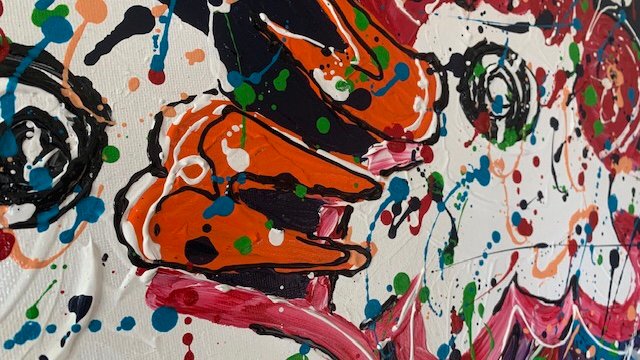 Kippenkunst langwerpig 40 x120 dikke verf - Afbeelding 7