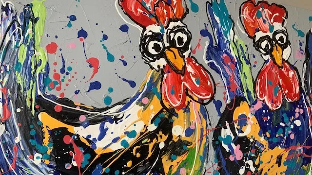 Kippenkunst dikke verf ****verkocht**** - Afbeelding 3