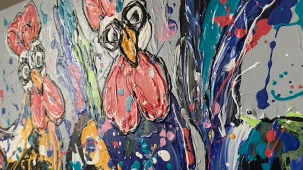 Kippenkunst dikke verf ****verkocht**** - Afbeelding 4