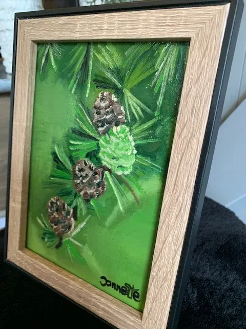 Olieverf stilleven “ larikstak” - Afbeelding 4