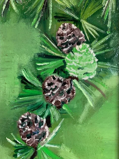 Olieverf stilleven “ larikstak” - Afbeelding 5
