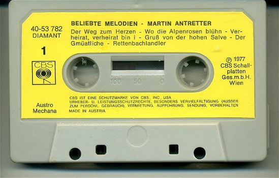 Martin Antretter Beliebte Melodien 16 nrs cassette 1977 ZGAN - 2