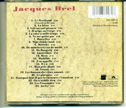 Jacques Brel De 24 grootste successen cd 1988 ZGAN - 1