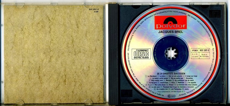 Jacques Brel De 24 grootste successen cd 1988 ZGAN - 2