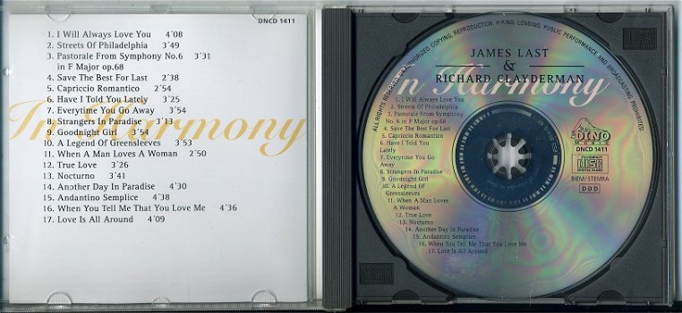 James Last ‎& Richard Clayderman In Harmony 17 nrs cd ZGAN - 2