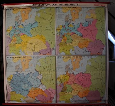 Schoolkaart van Midden Europa van 1914 tot heden. - 0