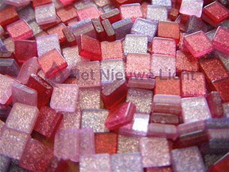 Mozaïek steentjes Glitter ROOD 5 x 5 ca. 100st - 0