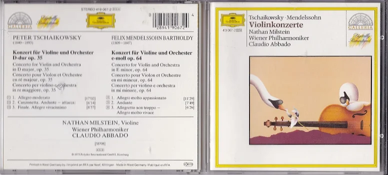 TSCHAIKOWSKY - MENDELSSOHN - Violinkonzerte Nathan Milstein Violine met Wiener Philharmoniker - 0