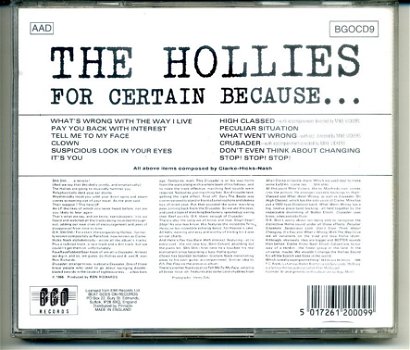 The Hollies For Certain Because 12 nrs cd 1988 ZGAN - 1