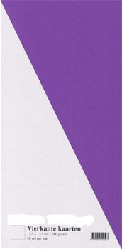 Vierkant Kaarten Karton 13,5x13,5cm. 20 vel per pak - Violet TK16 - 0