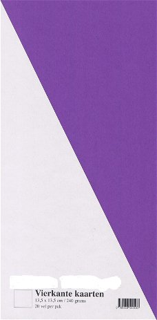 Vierkant Kaarten Karton 13,5x13,5cm. 20 vel per pak - Violet  TK16