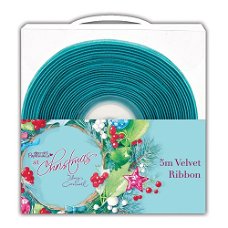 Velvet Ribbon (1pc) 5m - At Christmas - Teal  PMA367600