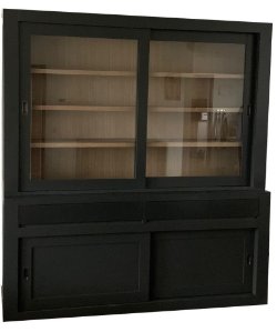 Buffetkast Design antraciet met eiken interieur 200 x 50./40 x 220cm