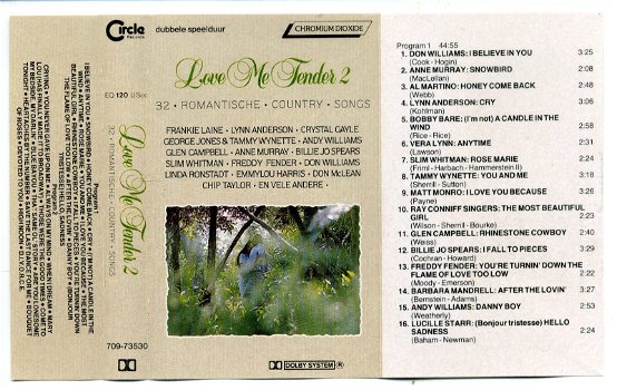 Love Me Tender 2 32 Romantische Country Songs cassette 1982 - 1