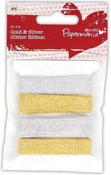 Ribbon 4x1m. Glitter Gold & Silver PMA367001