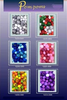 Mix Pom Poms Set Geel - 50 stuks - 2-2,5-3,5cm. 1233-3305 - 1