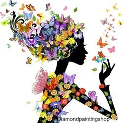 DECEMBER-TOPPER: FULL Diamond painting woman with butterflies XL
