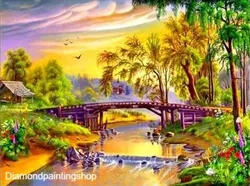 DECEMBER-TOPPER: FULL Diamond painting bridge scenery XL