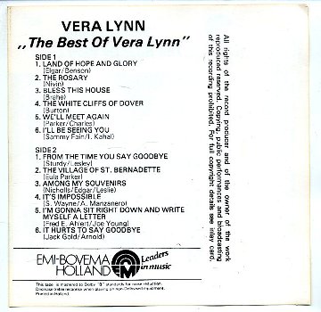 Vera Lynn The Best Of Vera Lynn 12 nrs cassette 1978 ZGAN - 2