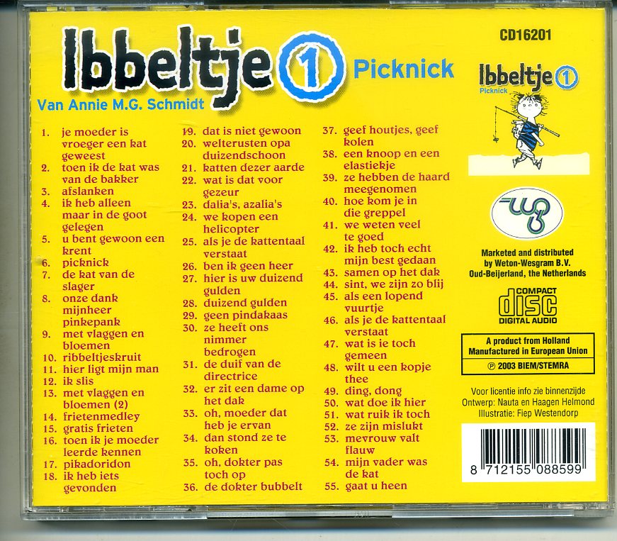 Ibbeltje 1 Picknick van Ann M.G. Schmidt 55 liedjes cd ZGAN - Afbeelding 2