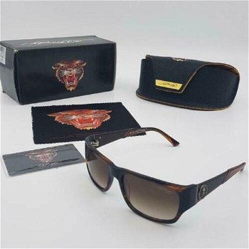 Zonnebril Ed Hardy Skull and Crossbones Brown Horn 56-17-135 - 0