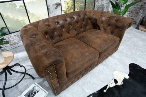 Bank Chesterfield 2-zits bruin vintage uiterlijk - 2