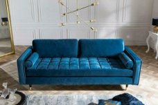 Sofa Allure 225cm aquablauw fluweel