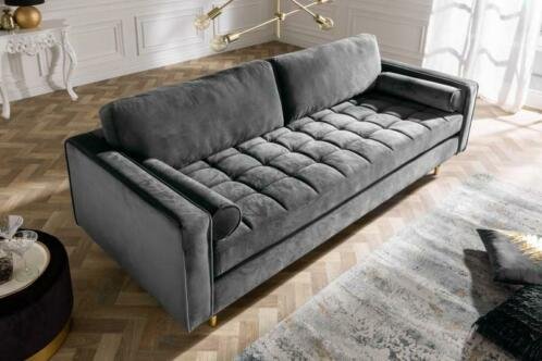 Sofa Allure 225cm Grijs fluweel - 0