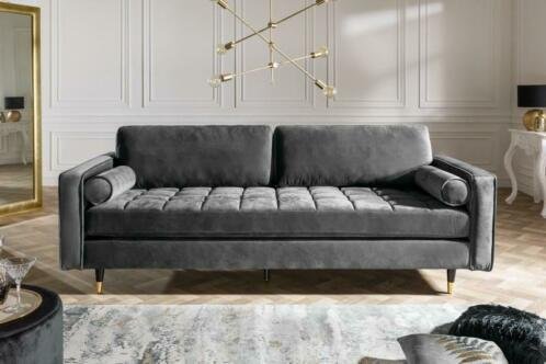 Sofa Allure 225cm Grijs fluweel - 1