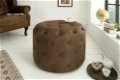 Poef Chesterfield 60cm vintage bruin rond - 0 - Thumbnail