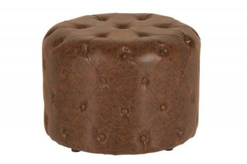 Poef Chesterfield 60cm vintage bruin rond - 5