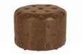 Poef Chesterfield 60cm vintage bruin rond - 5 - Thumbnail