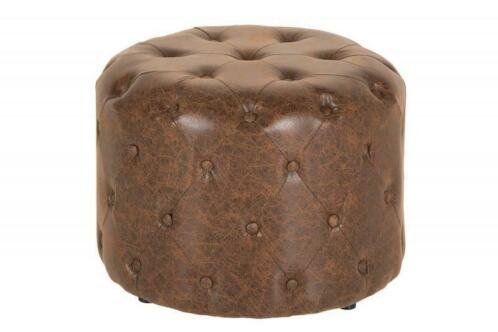 Poef Chesterfield 60cm antiek bruin rond - 5