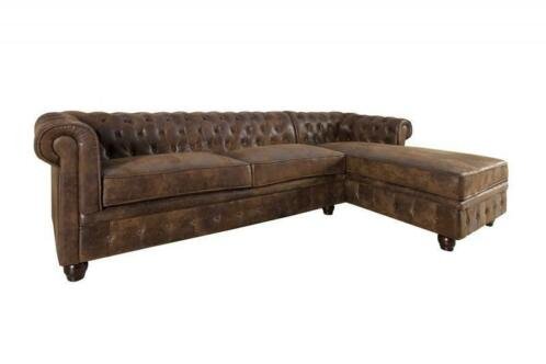 Hoekbank Chesterfield vintage bruin OT rechts - 5