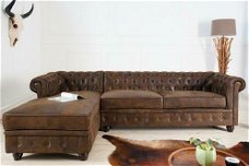 Hoekbank Chesterfield vintage bruin OT links