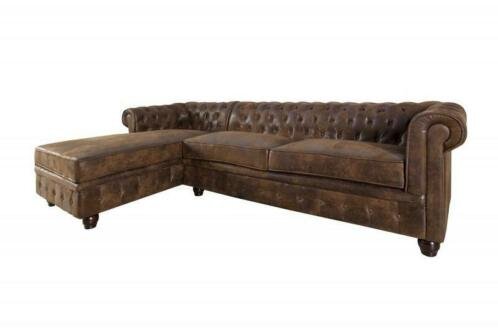 Hoekbank Chesterfield vintage bruin OT links - 4