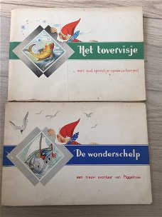 Boek: Van Nelle 2x kinderboeken 1950 "Tovervisje" en "Wonderschelp"