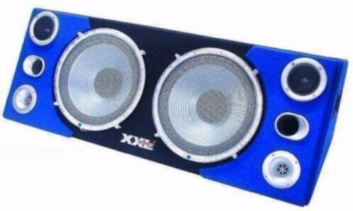 Boombox 2x 12 Woofer, blauwe LED-verlichting, - 0