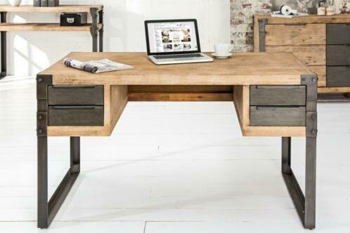 Bureau Simple 135cm Acacia, Teak-hout grijs - 2