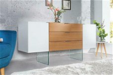 Dressoir Buenos Aires 160cm wit glas Oak-hout