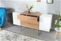 Dressoir Buenos Aires 160cm wit glas Oak-hout - 1 - Thumbnail