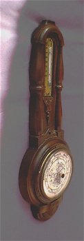 Klass.scheepvaart Banjo Baro-/thermometer,noten,37.5 cm,zgan - 3